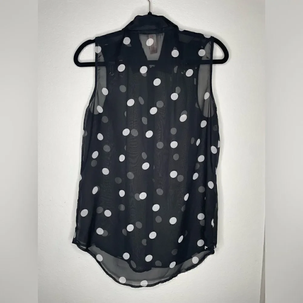 Sheer Black Polka Dot Blouse